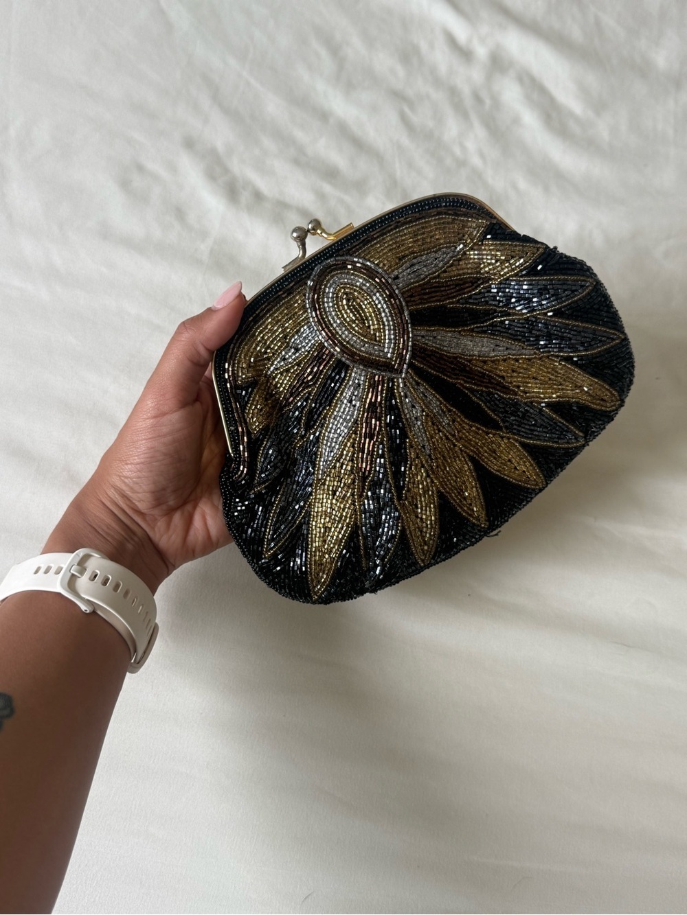 Vintage | Beaded Clutch - Black | Silver | Copper | Gold | Dark Gray